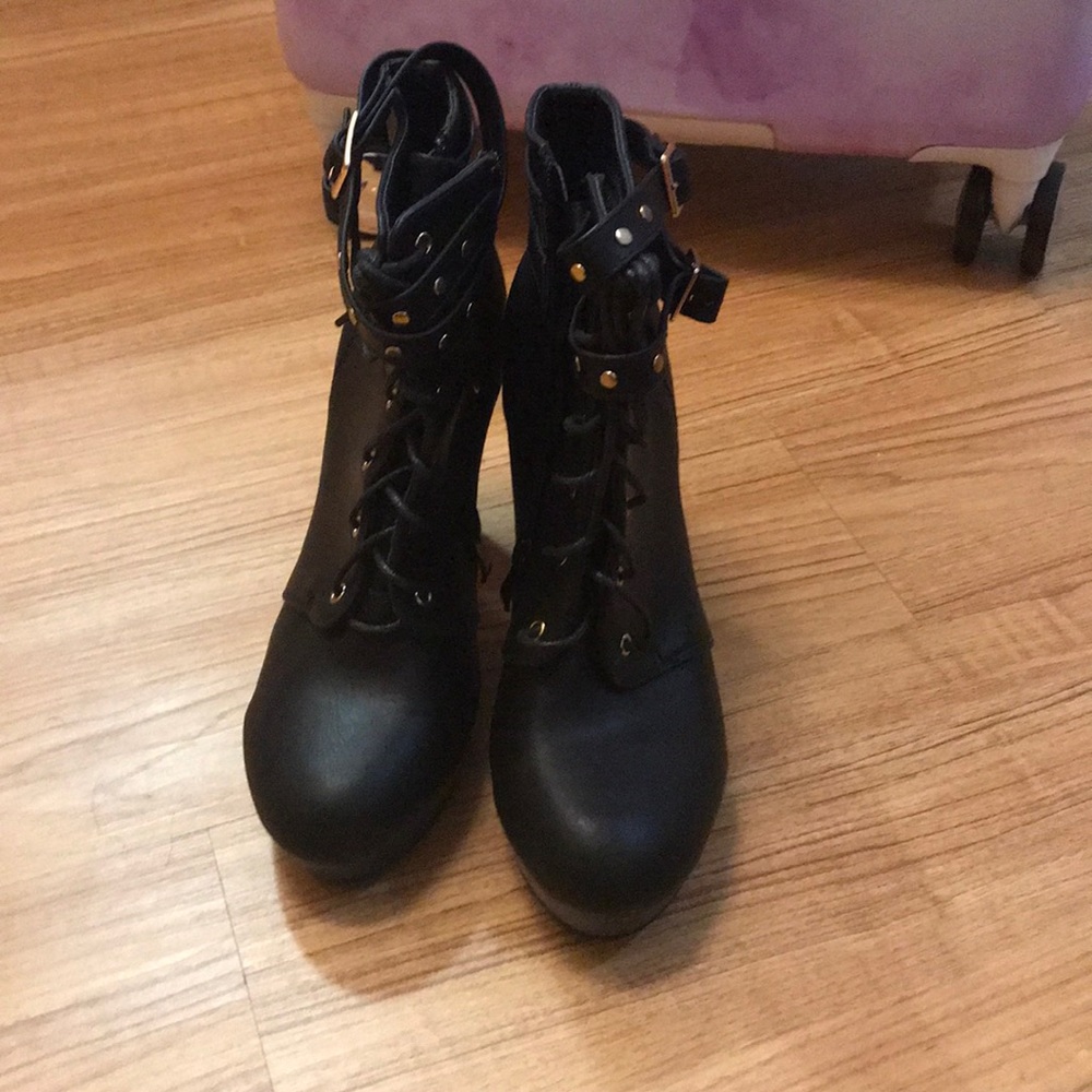 Black High Heel Boots; worn once.